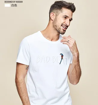 W4669- Мужская футболка с коротким рукавом, мужская хлопковая футболка с круглым вырезом и буквенной вышивкой на половине рукава.