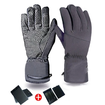 Противоскользящие мотоциклетные перчатки с электрическим подогревом, мужские перчатки с сенсорным экраном, Зимние лыжные перчатки