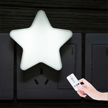 Пульт дистанционного управления Cute Star LED Plug-in Night Light AC110-220V Датчик освещенности Прикроватный настенный светильник Baby Sleeping Light
