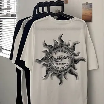 Американская винтажная модная нишевая роскошная дизайнерская футболка из плотного хлопка с короткими рукавами для мужчин и женщин Y2k Top Graphic Tees