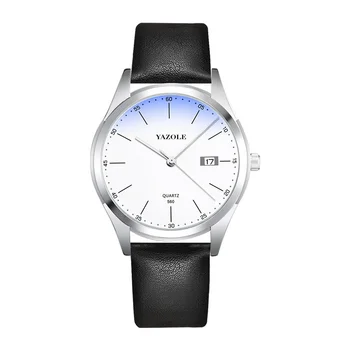 Кварцевые часы для мужчин с кожаным ремешком, водонепроницаемые и минималистичные деловые модные студенческие мужские кварцевые часы