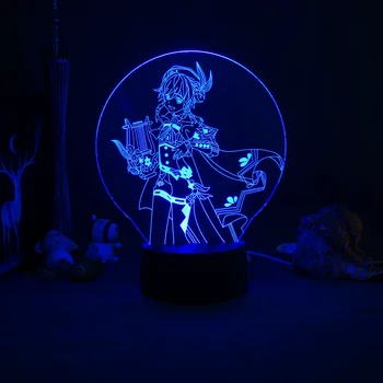 Игровая фигурка Genshin Impact, Альбедо, 3D Иллюзия, лампа для декора спальни, светодиодная атмосфера, Прикроватные ночные лампы, подарок для детей