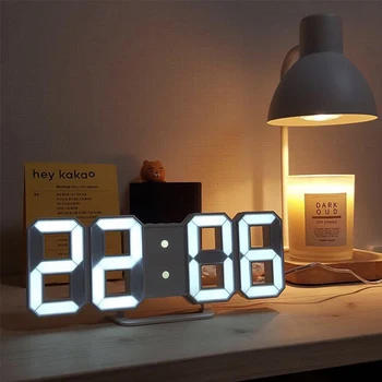 3D Светодиодный цифровой будильник, трехмерные настенные часы, подвесные часы, настольный календарь, термометр, Электронные часы, мебель