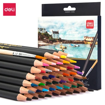 Набор цветных карандашей Deli Art, школьные принадлежности для рисования, 24/36/48 цветов, мягкий свинцовый водорастворимый цветной карандаш
