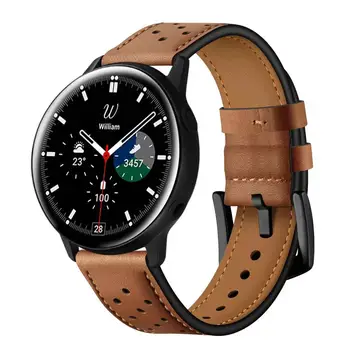 20 мм Кожаный ремешок для Samsung Galaxy Watch 4 Classic 46 мм 42 мм 5 Pro 45 мм дышащий браслет для Galaxy Watch 5/4 40 мм 44 мм