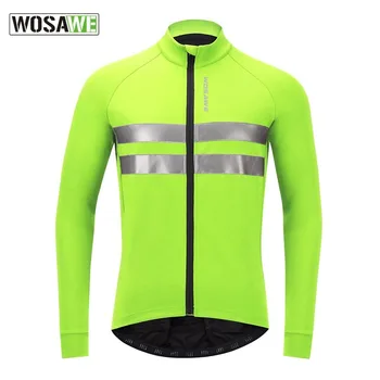 Зимняя флисовая мужская куртка для велоспорта WOSAWE, ветрозащитная светоотражающая велосипедная куртка, куртка для бега, теплая ветровка, одежда