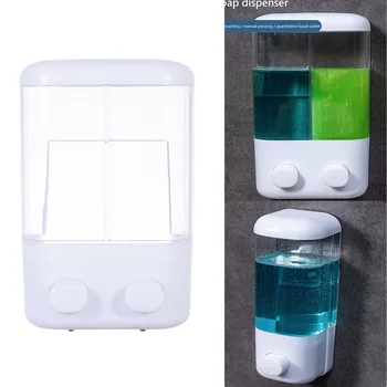 ABS Настенный дозатор жидкого мыла с одинарной / двойной головкой, устройство для мытья рук с пеной, Бутылка для геля для душа, моющего средства, шампуня