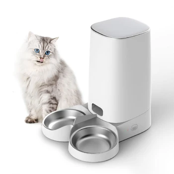 Автоматическая умная кормушка для кошек и собак объемом 4 л с одной/двумя мисками для домашних животных, Дополнительная чаша из нержавеющей стали, Клавиша управления/Wifi App Control