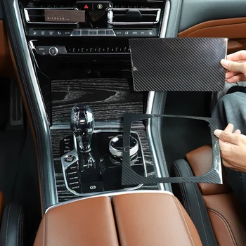 Для BMW 8 серии G14 G15 G16 2019-22, автомобильная панель центрального управления переключением передач из настоящего углеродного волокна, Декоративная наклейка, аксессуары