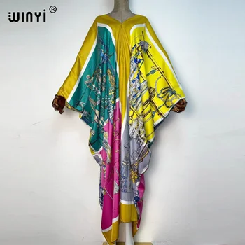 Кувейтский модный Блогер рекомендует популярные шелковые кафтаны с принтом, макси-платья, свободные летние пляжные богемные длинные платья для леди