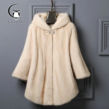 Новые роскошные зимние женские пальто из натурального меха, натуральная верхняя одежда, модный вязаный топ с капюшоном, Женское натуральное пальто, теплое для леди