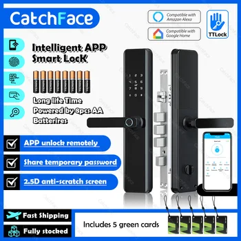 TTlock Умный дверной замок с отпечатками пальцев Wifi APP Lock Разблокировка Bluetooth Интеллектуальный замок Безопасности Биометрический электронный Дверной замок