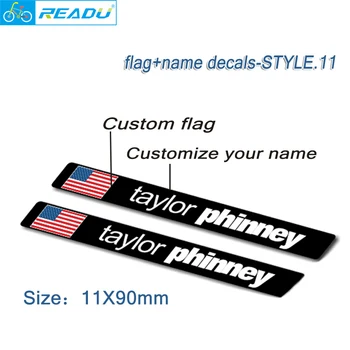 наклейки с именем флага на раме дорожного велосипеда, пользовательские наклейки с идентификатором гонщика, наклейки MTB на велосипед, Пользовательский флаг, стиль пользовательского имени 11