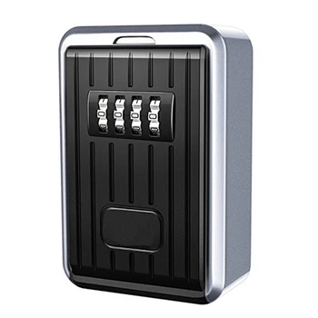 Коробка с 4-значной Комбинацией Замков Водонепроницаемая Коробка Из алюминиевого Сплава, Устойчивая к атмосферным воздействиям, Ключница для ключей Со сбрасываемым кодом, Настенный шкаф для хранения ключей