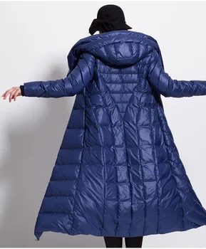 Женское зимнее пуховое пальто водонепроницаемая длинная толстая шапка-фугу черный 4XL темно-синие женские куртки