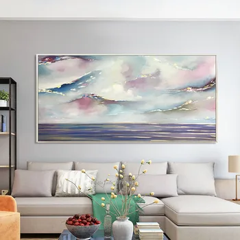 Скандинавский романтический морской пейзаж холст картина маслом на стену Ручная роспись Абстрактный пейзаж Художественные картины для гостиной домашнего декора