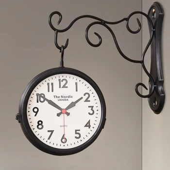 Персонализированные Домашние часы для гостиной, Немой Двухсторонний Будильник, Скандинавские Креативные Современные Маленькие Настенные часы, Домашние модные Двухсторонние часы