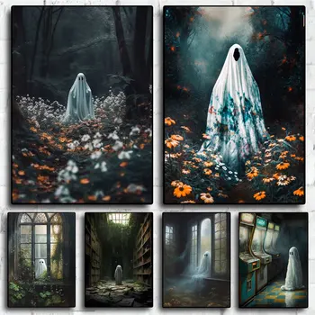 Плакаты с темной Академией, принт, Готический Хэллоуин, Призрак мрака в джунглях, картина на холсте, настенные картины для домашнего декора комнаты