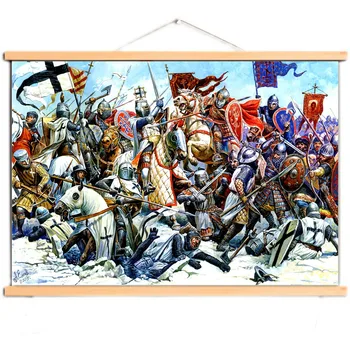 Вот потрясающая картина в виде свитка с изображением рыцаря-тамплиера, Винтажная печать на холсте, настенный плакат Средневекового воина-крестоносца V0