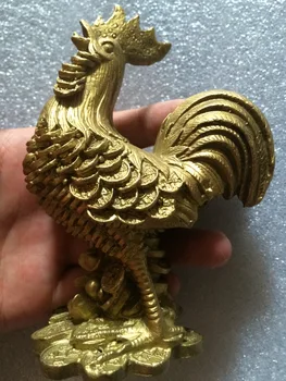 китайское латунное богатство, денежная монета, слиток, животное, зодиак, курица, статуя петуха, украшение из металла ручной работы