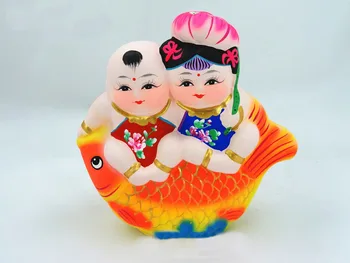 1 шт. Глиняная фигурка Da A Fu Golden Fish, Фирменный бутик Народного искусства, подарочное украшение ручной работы