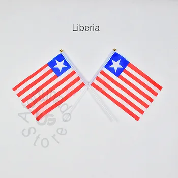 Флаг Либерии 14*21 см, 10 штук, баннер для Парада, вечеринка, размахивающий Руками флаг, Национальный флаг Либерии