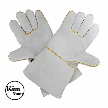 Кожаные сварочные перчатки KIM YUAN 054L - Термостойкие, идеально подходят для сварки/духовки/ Камина / работы с животными /барбекю -Красный- 14 дюймов