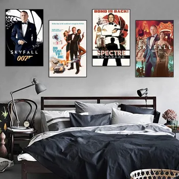 Классический Джентльменский Постер шпионского фильма 007, самоклеящийся художественный Постер, Ретро наклейка из крафт-бумаги, кафе 