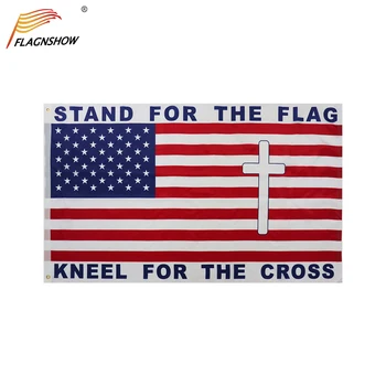 ФЛАГШОУ Американское 3x5 Футов Подставка для флага Преклонение перед крестом