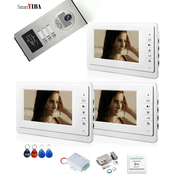 Видеодомофон SmartYIBA для квартиры, Дверной звонок, 3 кнопки, Металлический корпус, Камера с Rfid-контролем доступа, система видеодомофона