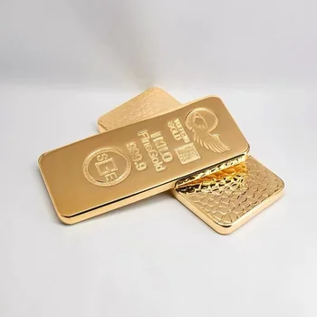Имитация золотого слитка, Медь, позолоченный Pangbo, инвестиционный дисплей Швейцарского банка, образец орнамента из золотого кирпича