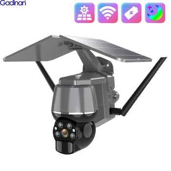 Gadinan 6 Вт Солнечная 4G/Wifi Беспроводная Камера Видеонаблюдения с 4-кратным Цифровым Зумом, IP-камера с Обнаружением Движения, Двухстороннее аудио, Цветное Ночное Видение