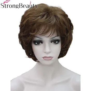 Женские парики сильной красоты, короткие волнистые золотисто-светлые волосы для женщин, синтетический монолитный парик 16 цветов