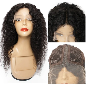 Kisshair T-образный кружевной парик Джерри кудрявый средняя часть человеческих волос спереди кружевные парики дешевые 26-дюймовые индийские волосы парик для чернокожих женщин