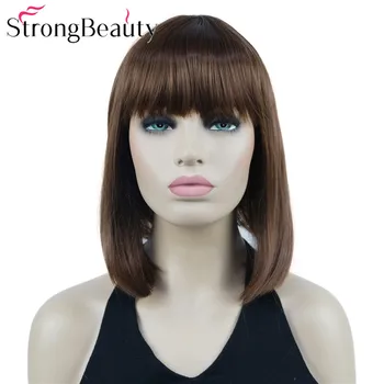 StrongBeauty, Короткие прямые парики-Бобы, Женские Синтетические парики из натуральных волос