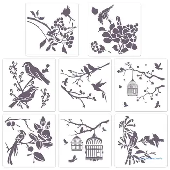 Гибкие трафареты с цветами и птицами, шаблоны для художественного рисования, открытки, 8 упаковок, прямая поставка