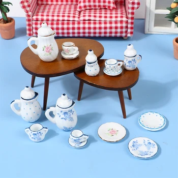 Миниатюрная модель еды и игр, карманный набор керамических чашек для чая, посуда, кухонный чайник, игрушки 