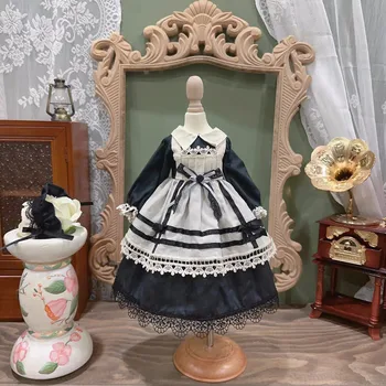 Одежда для куклы BJD Подходит для куклы размера 1/3 1/4 1/6 Blythe воротник черно-белое платье горничной с длинным рукавом аксессуары для кукол