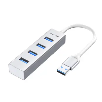 Lention Серебристый 4-Портовый USB 3,0 Концентратор-Разветвитель Высокоскоростной Многопортовый Тонкий USB A Концентратор-адаптер с кабелем USB 3,0 Портативный USB-удлинитель