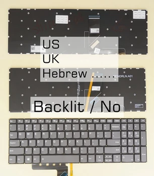 Клавиатура на иврите США и Великобритании для Lenovo Ideapad V15-G1 IML V130-15igm V130-15ikb V330-15ikb V330-15isk V17-IIL, С подсветкой/Без