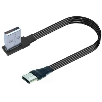 2 М 3 М USB-C Type C штекер выпрямленный/ВВЕРХ Вниз Под углом 90 градусов к USB 2.0 штекерный кабель для передачи данных USB type-c Плоский кабель 0,1 м/0,2 м/0,5 м/1 м