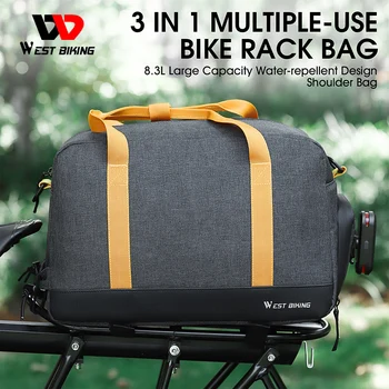 WEST BIKING Велосипедная сумка для багажника 8.3 л Большой Емкости MTB Дорожная сумка для электровелосипеда Дорожная сумка для багажа Велосипедные Корзины