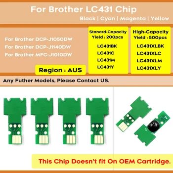 Австралия LC431 LC431xl Чип чернильного картриджа Для принтера Brother DCP-J1050DW DCP-J1140DW MFC-J1010DW