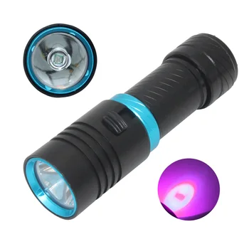 Ультрафиолетовый фонарик для подводного плавания, водонепроницаемый подводный 100-метровый фонарик 18650 22650 с плавным затемнением, T6 Фиолетовый светодиодный фонарик для дайвинга