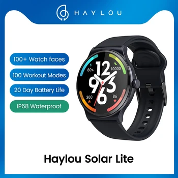 Смарт-часы Haylou Solar Lite Bluetooth V5.3 100 + циферблатов для часов Комплексный монитор состояния здоровья 20 Дней автономной работы IP68 Водонепроницаемый