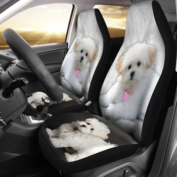 Чехлы для автомобильных сидений с принтом мальтийской собаки