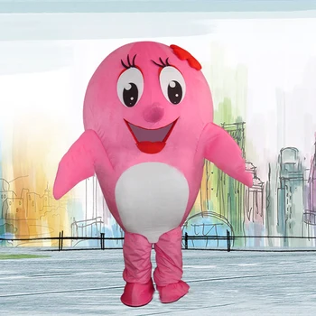 Взрослый Размер Милый Мультяшный персонаж, Гуляющий Плюшевый Розовый Дельфин, Костюмы талисманов для продвижения Рекламы