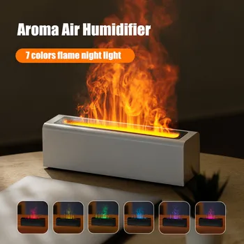 Ароматический диффузор с пламенем, увлажнитель воздуха, ультразвуковой распылитель холодного тумана, диффузор эфирного масла, 7 цветов, увлажнитель воздуха для гостиной, спальни