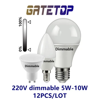 12 шт. светодиодная лампа точечная свеча, лампа с затемнением 220 В 5 Вт-10 Вт E27 в соответствии с ERP2.0 для применения с диммером 90% в месяц, лампа