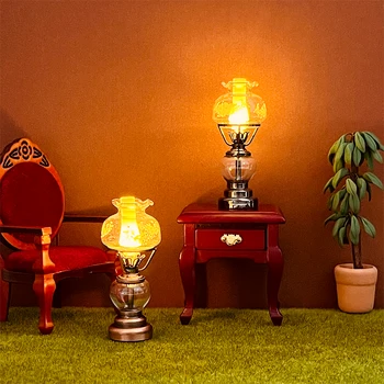 Миниатюрный Кукольный домик 1:12 со светодиодной подсветкой, Подсвечник, Настольная лампа, Домашнее освещение, Модель Мебели, Декор, Игрушка, Аксессуары для кукольного дома